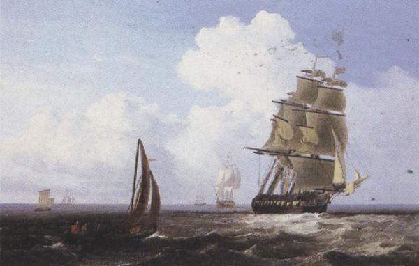Attributed to john wilson carmichael Shipping off Scarborough (mk37) oil painting image
